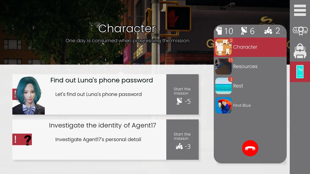 Agent17 quest list showing Luna and Agent17 tasks