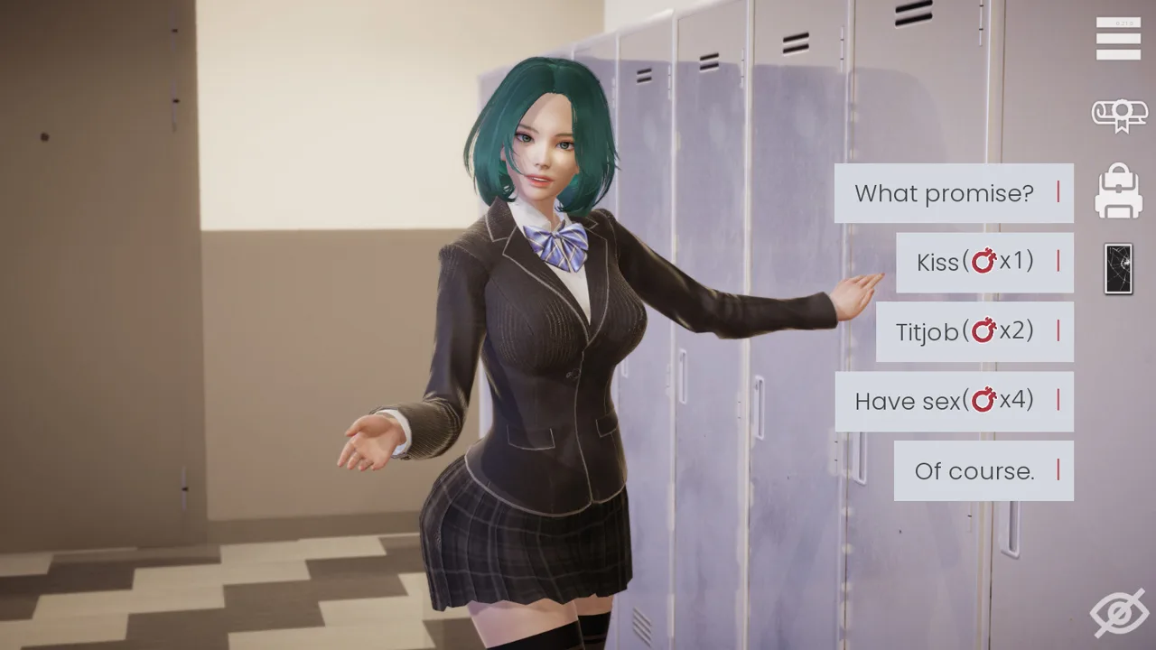 Agent17 character speaking in a school hallway